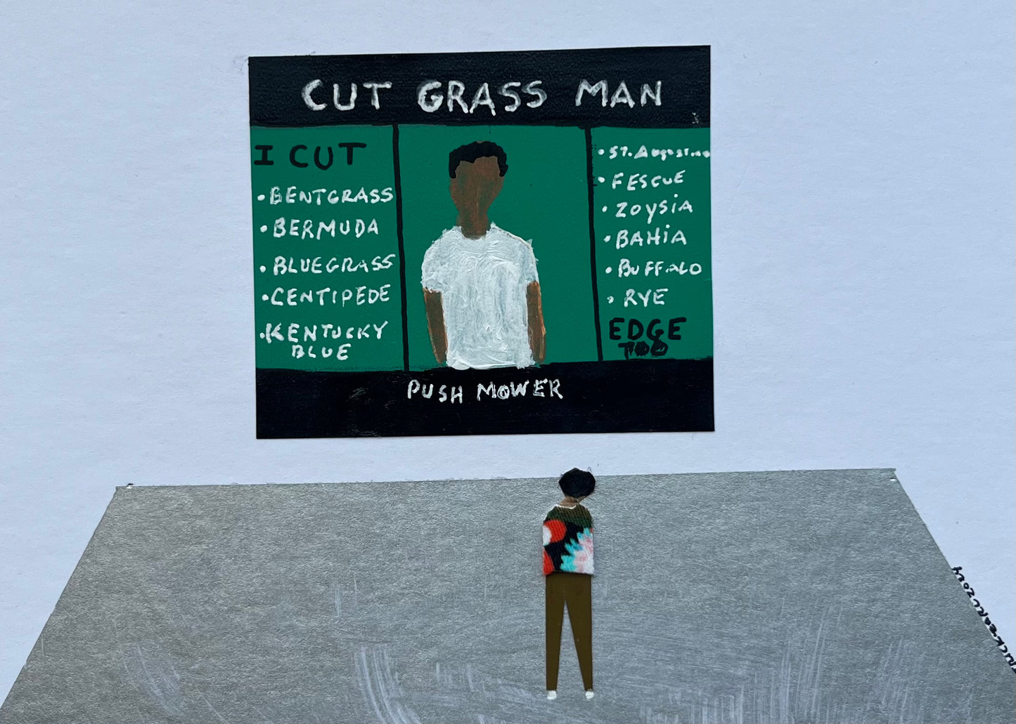 ART OPENING-CUT GRASS MAN